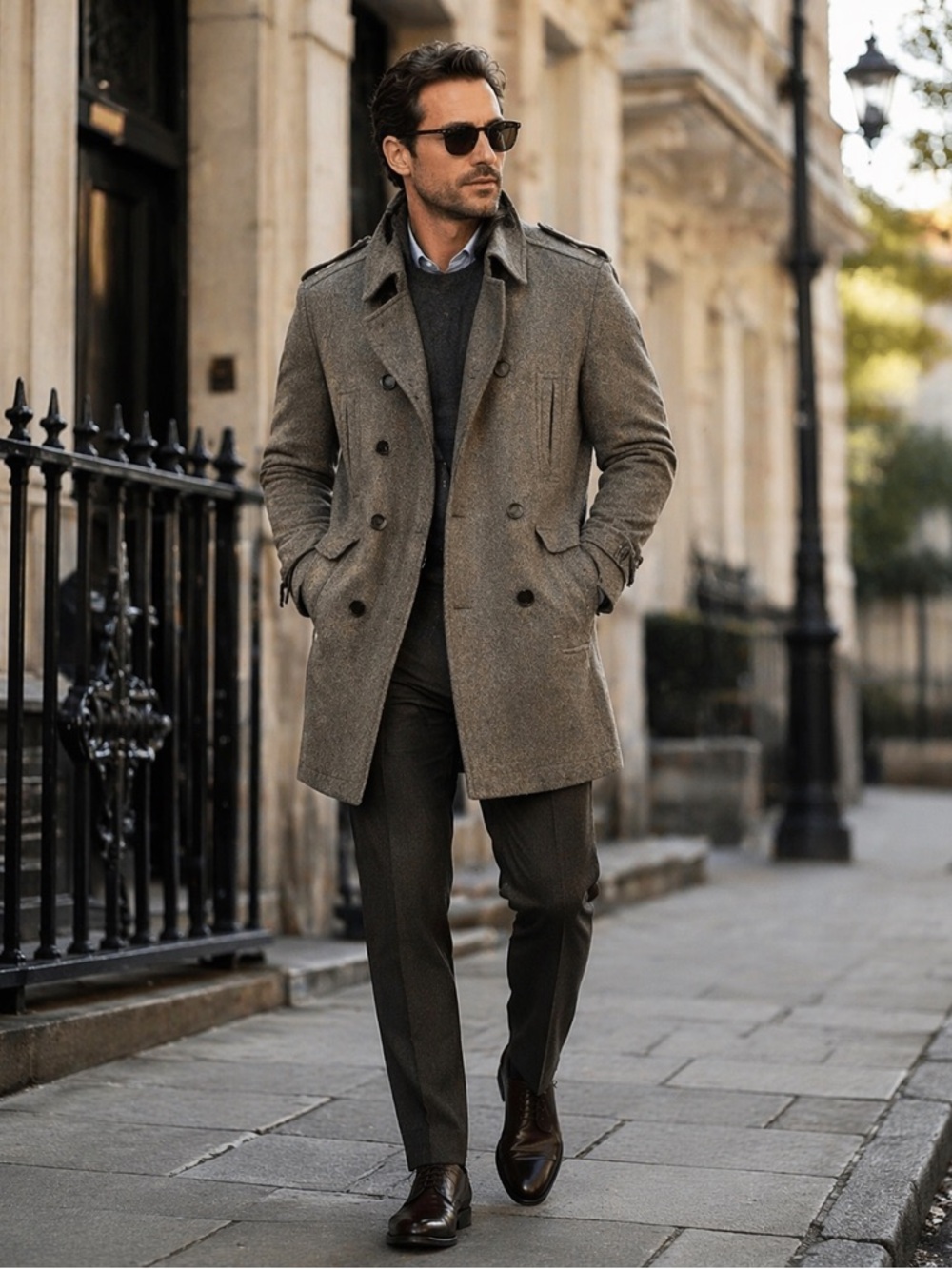 BEN SHERMAN Men's Brown Wool Peacoat Coat M